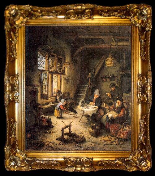 framed  Ostade, Adriaen van Peasant Family in an Interior, ta009-2
